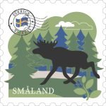 Trämagnet älg i skog – utan text