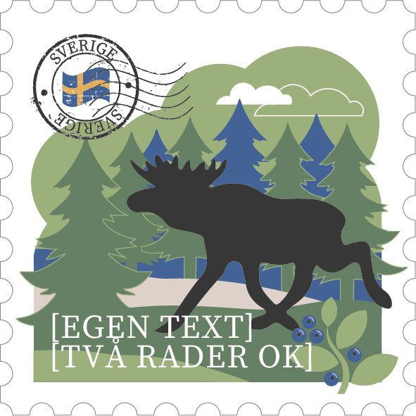 Trämagnet älg i skog - egen text
