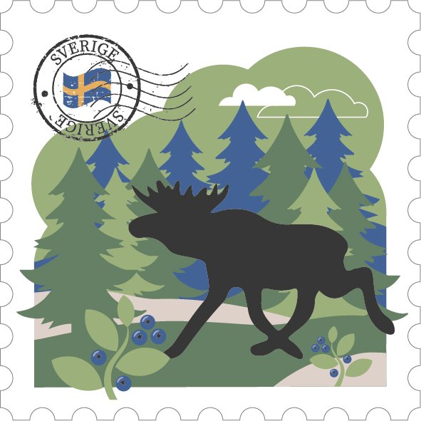 Trämagnet älg i skog - utan text