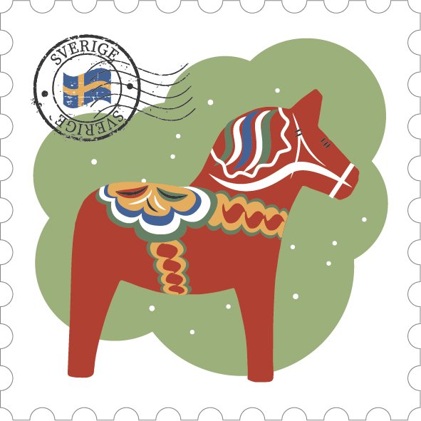 Trämagnet dalahäst - utan text