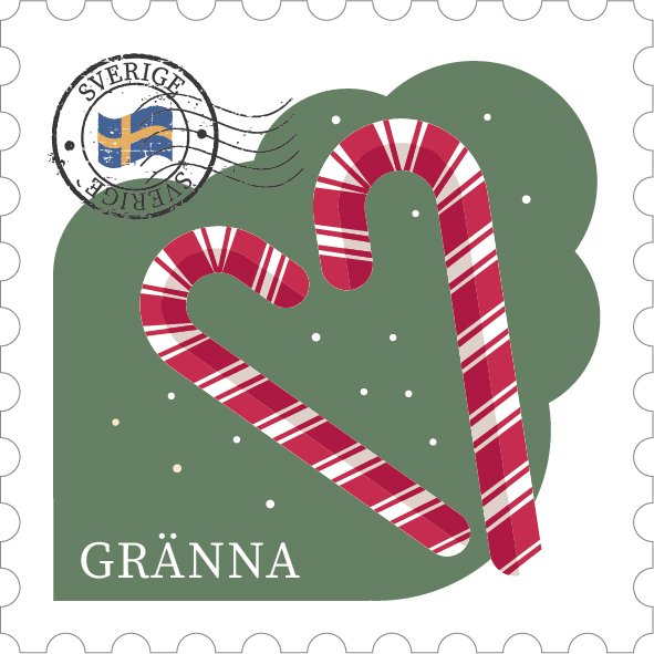 Trämagnet polkagris - Gränna