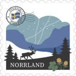 Trämagnet ren vid fjäll text Norrland