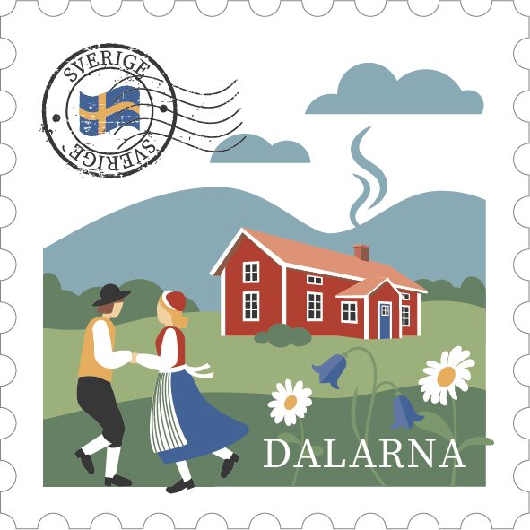 trämagnet röd stuga - Dalarna